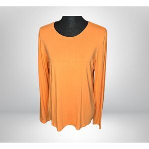 Eileen Fisher Women's Solid Basic Orange Blouse (L)